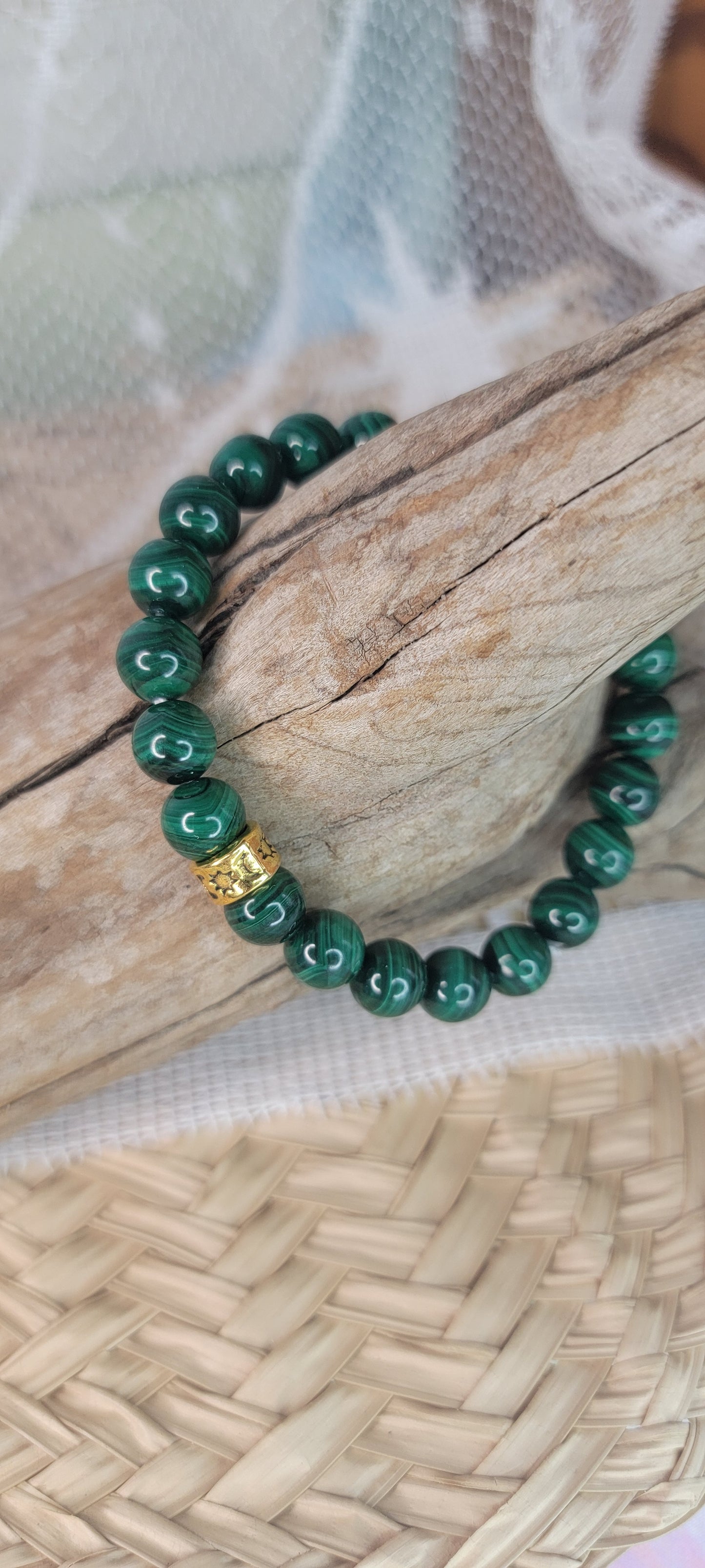 Beaded Malachite Stretch Bracelet
