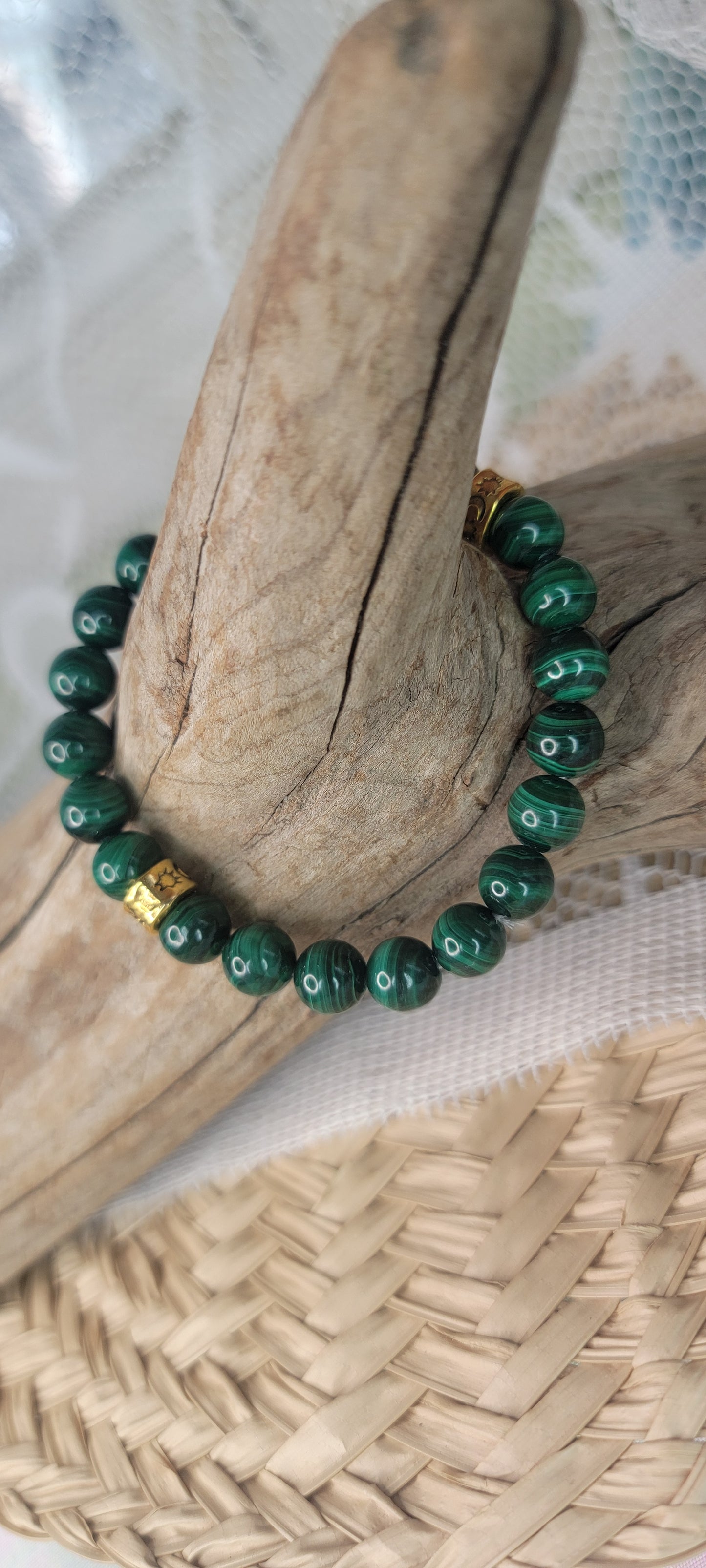 Beaded Malachite Stretch Bracelet