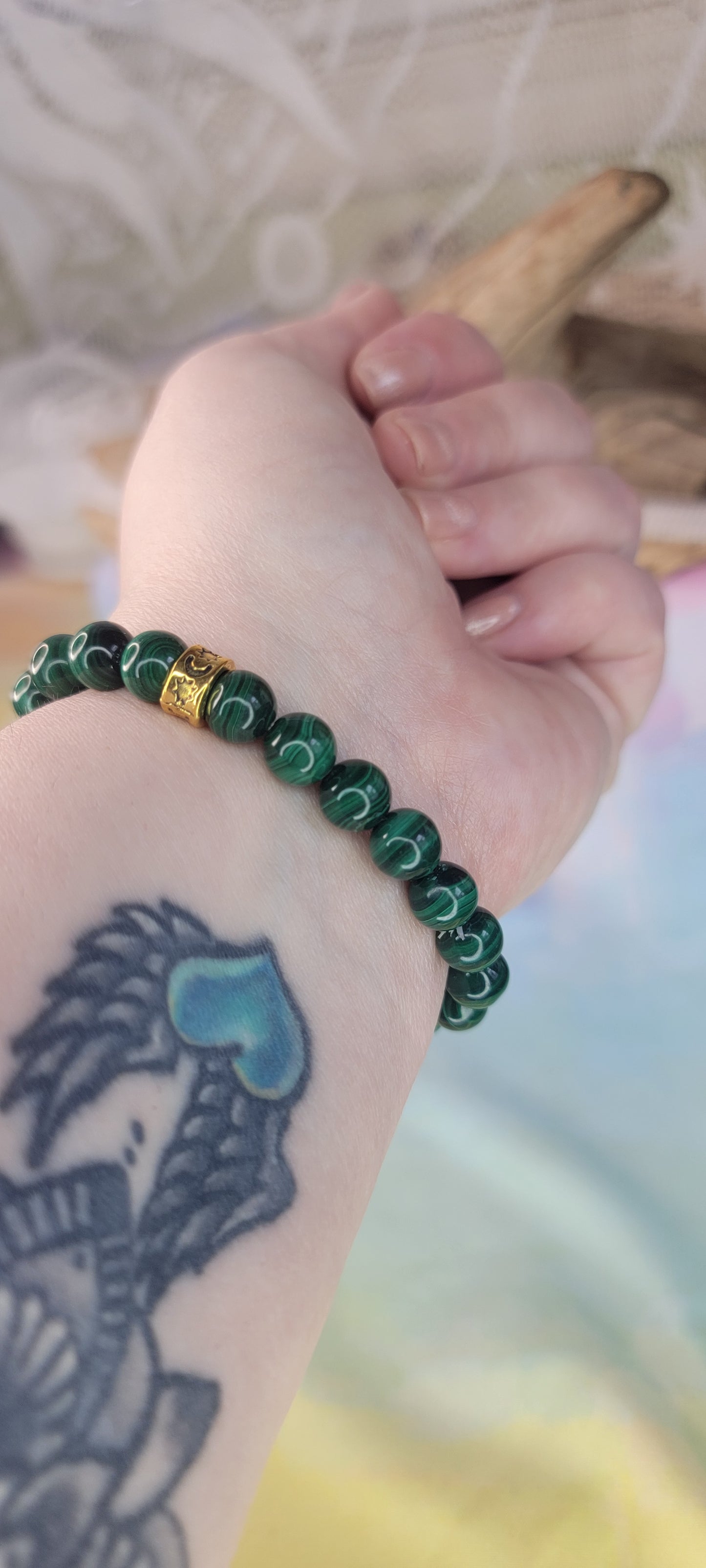 Beaded Malachite Stretch Bracelet