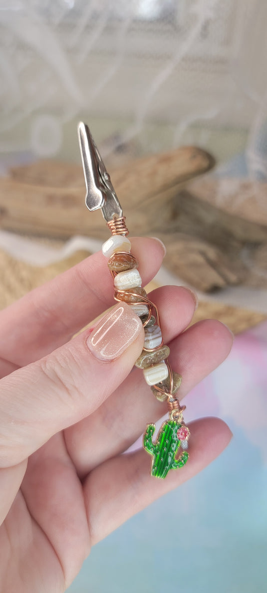 Beaded Shell Flower Clip