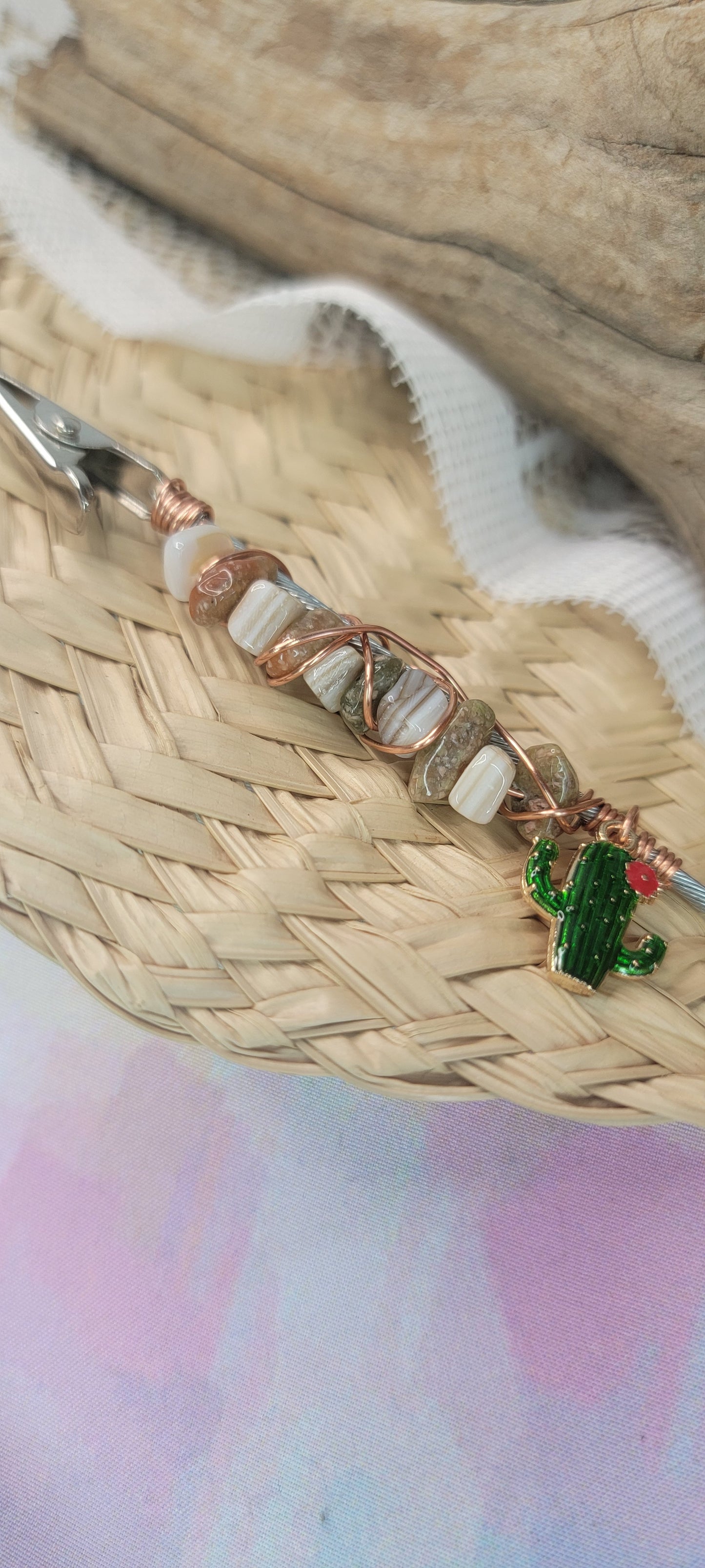 Beaded Shell Flower Clip