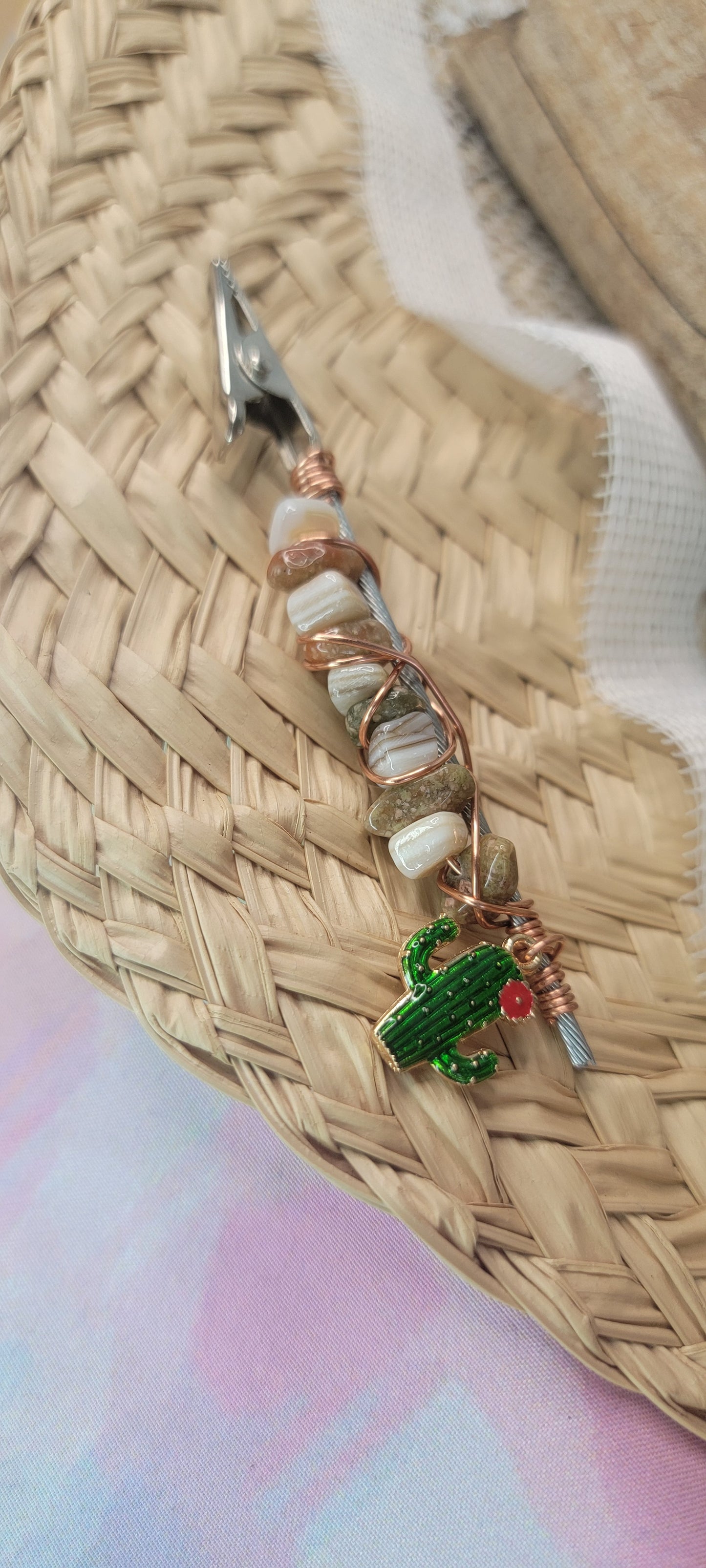 Beaded Shell Flower Clip