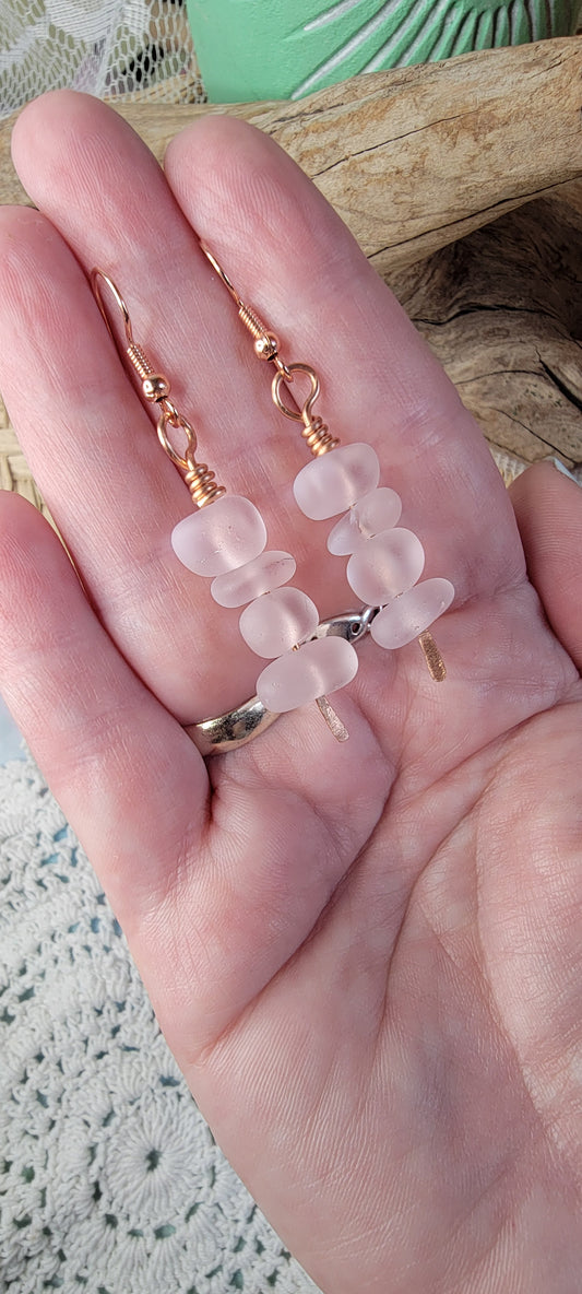 Rose Quartz & Copper Dangles