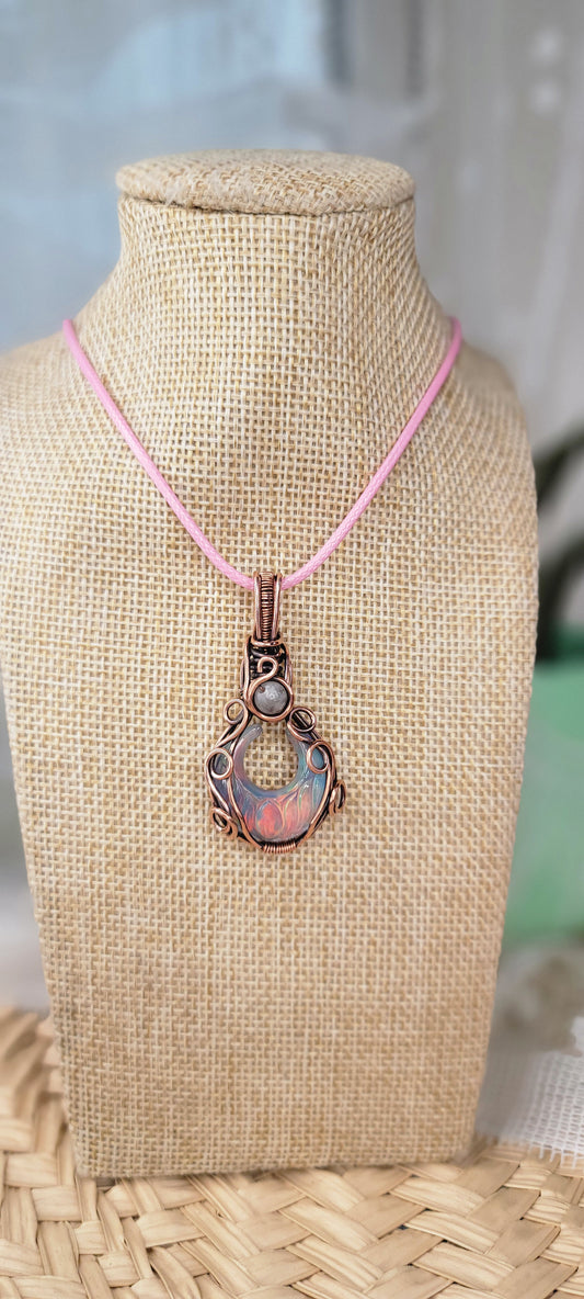 Copper Wrapped Opal Doplet Pendant