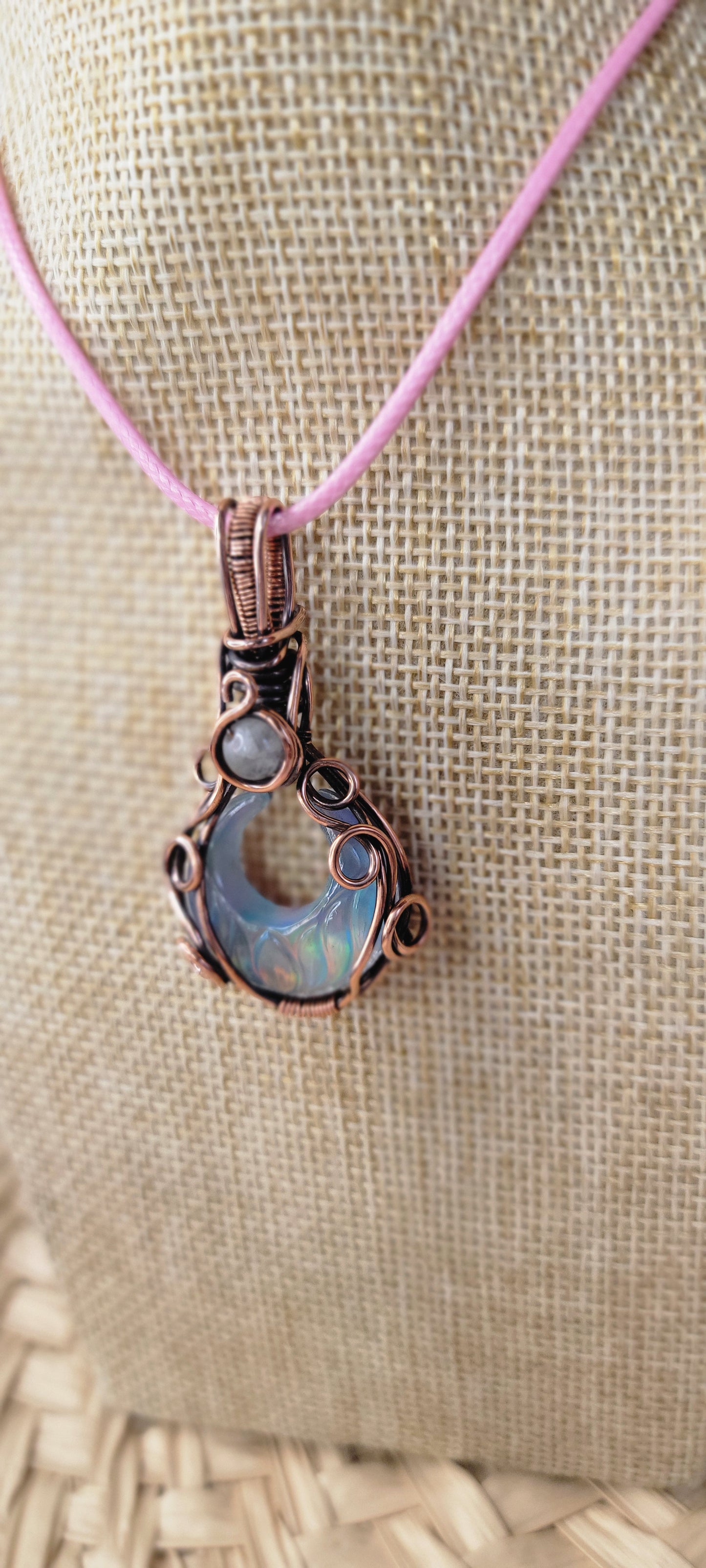 Copper Wrapped Opal Doplet Pendant