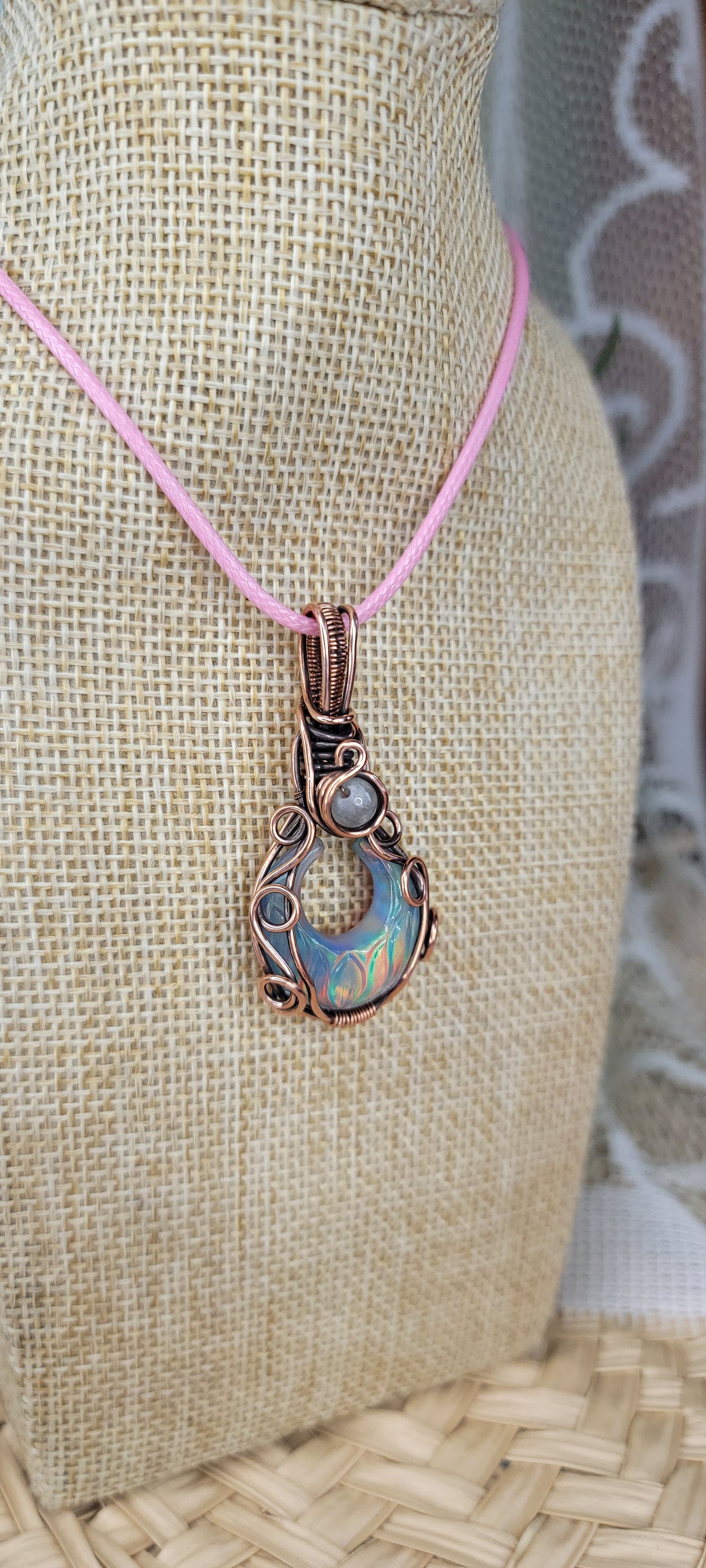 Copper Wrapped Opal Doplet Pendant