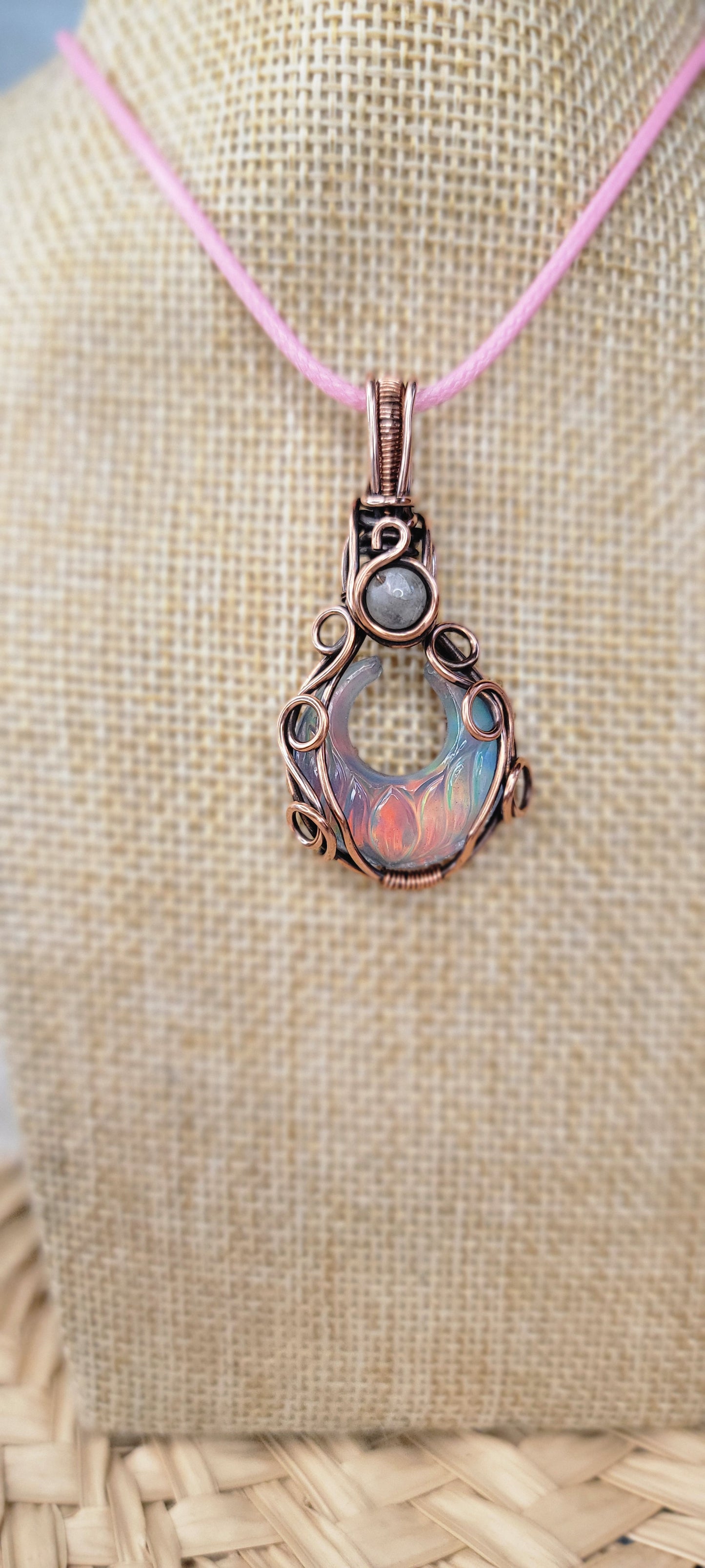 Copper Wrapped Opal Doplet Pendant
