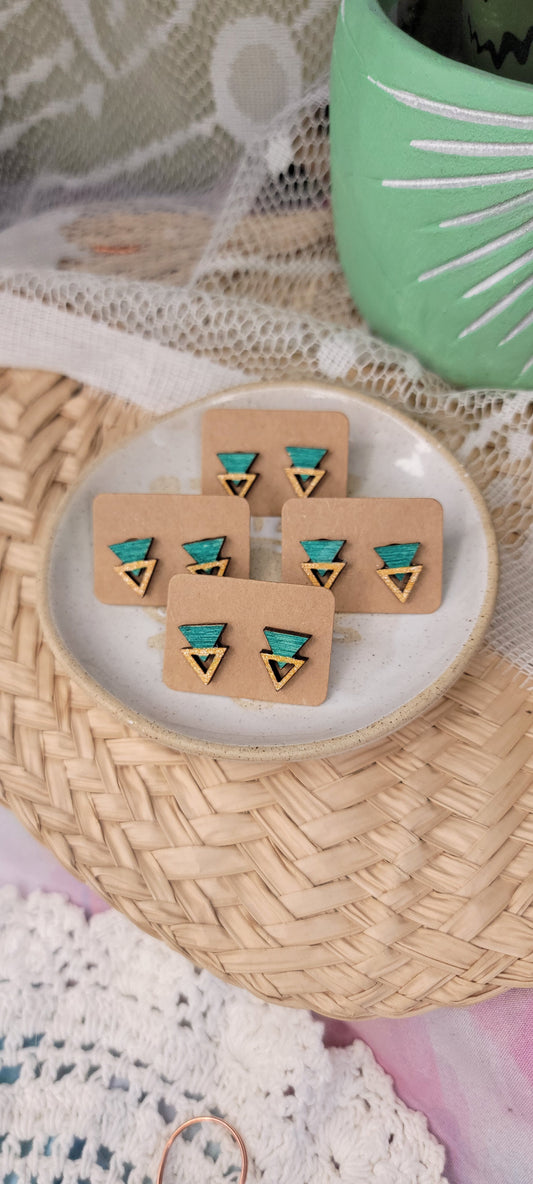Hand Painted Geometric Wood Studs