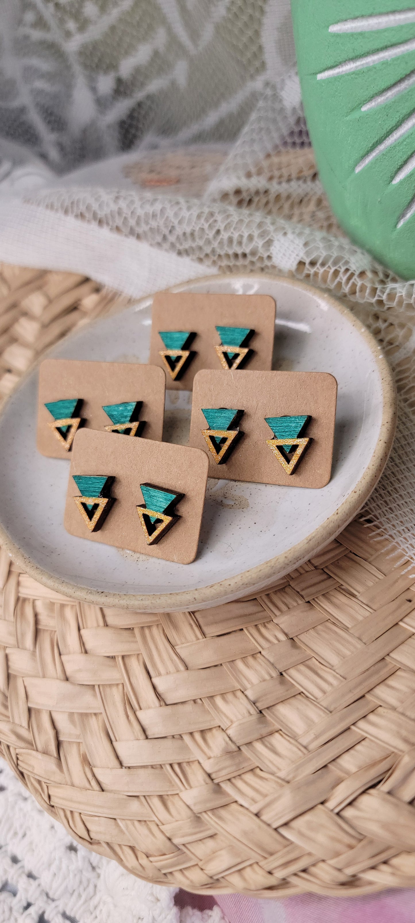 Hand Painted Geometric Wood Studs