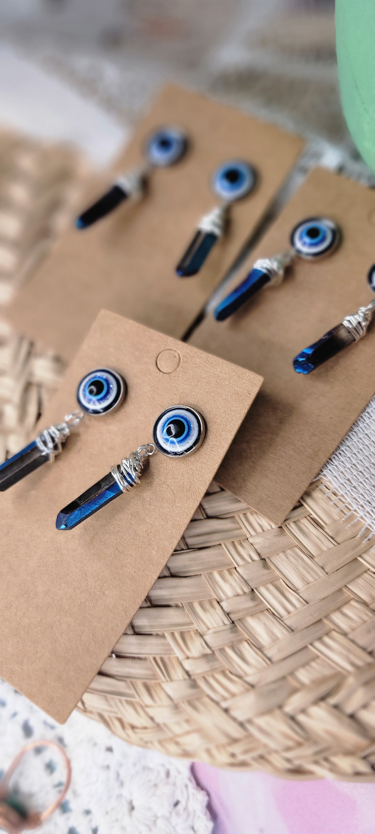 All Seeing Eye Titanium Coated Quartz Dangles