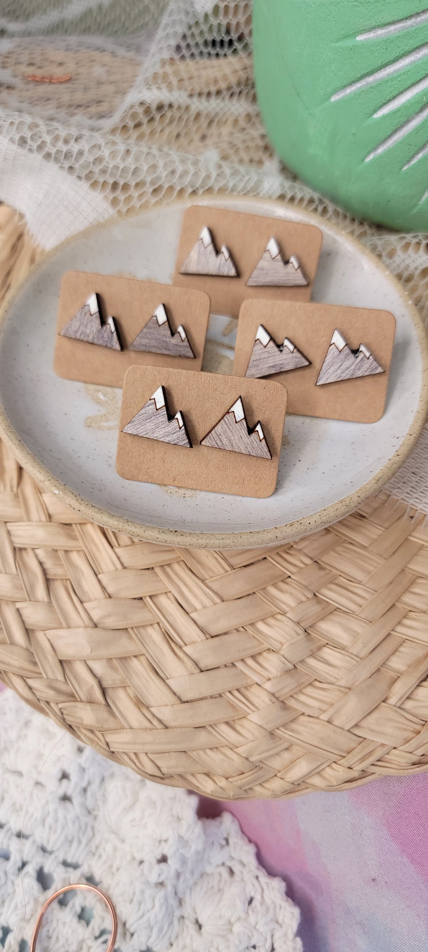 Hand Painted Mountain Wood Studs