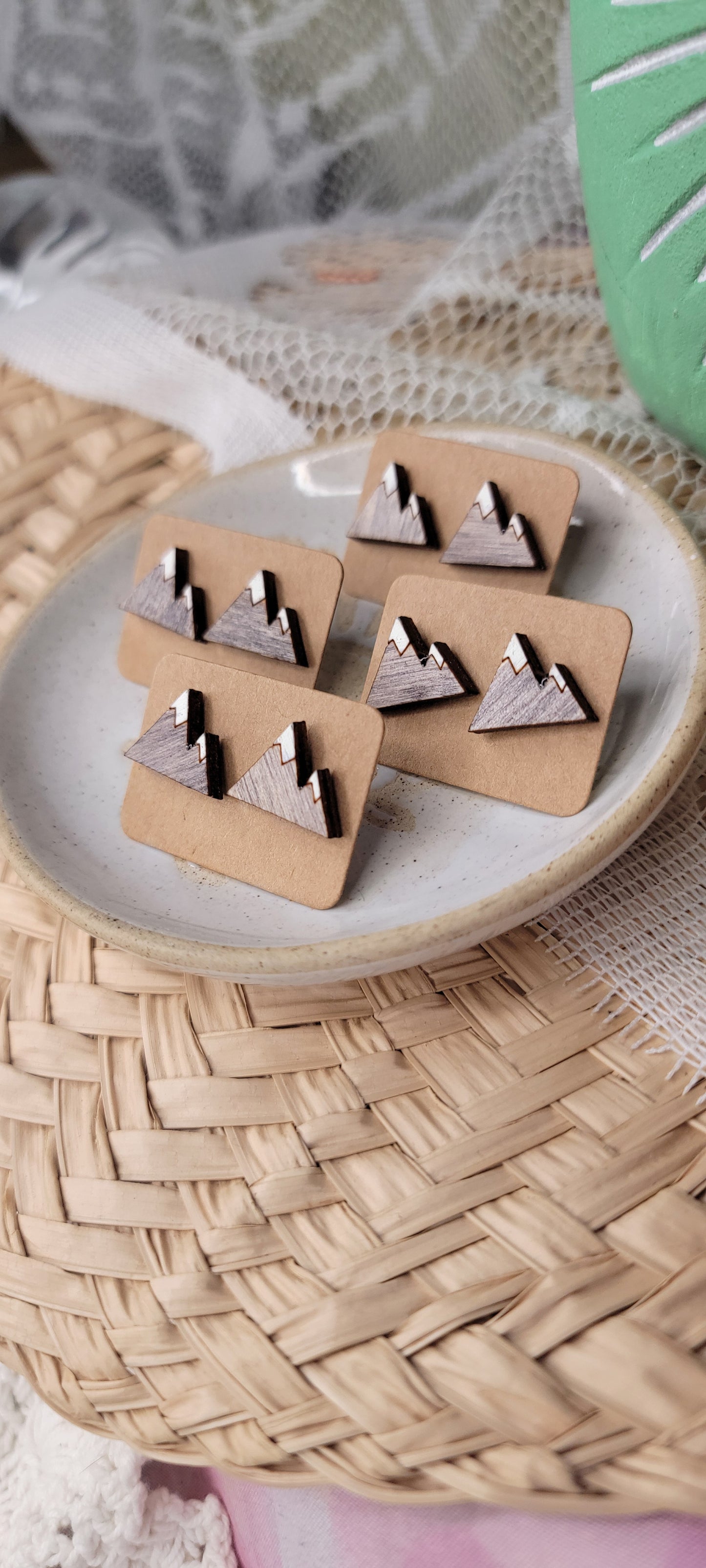 Hand Painted Mountain Wood Studs