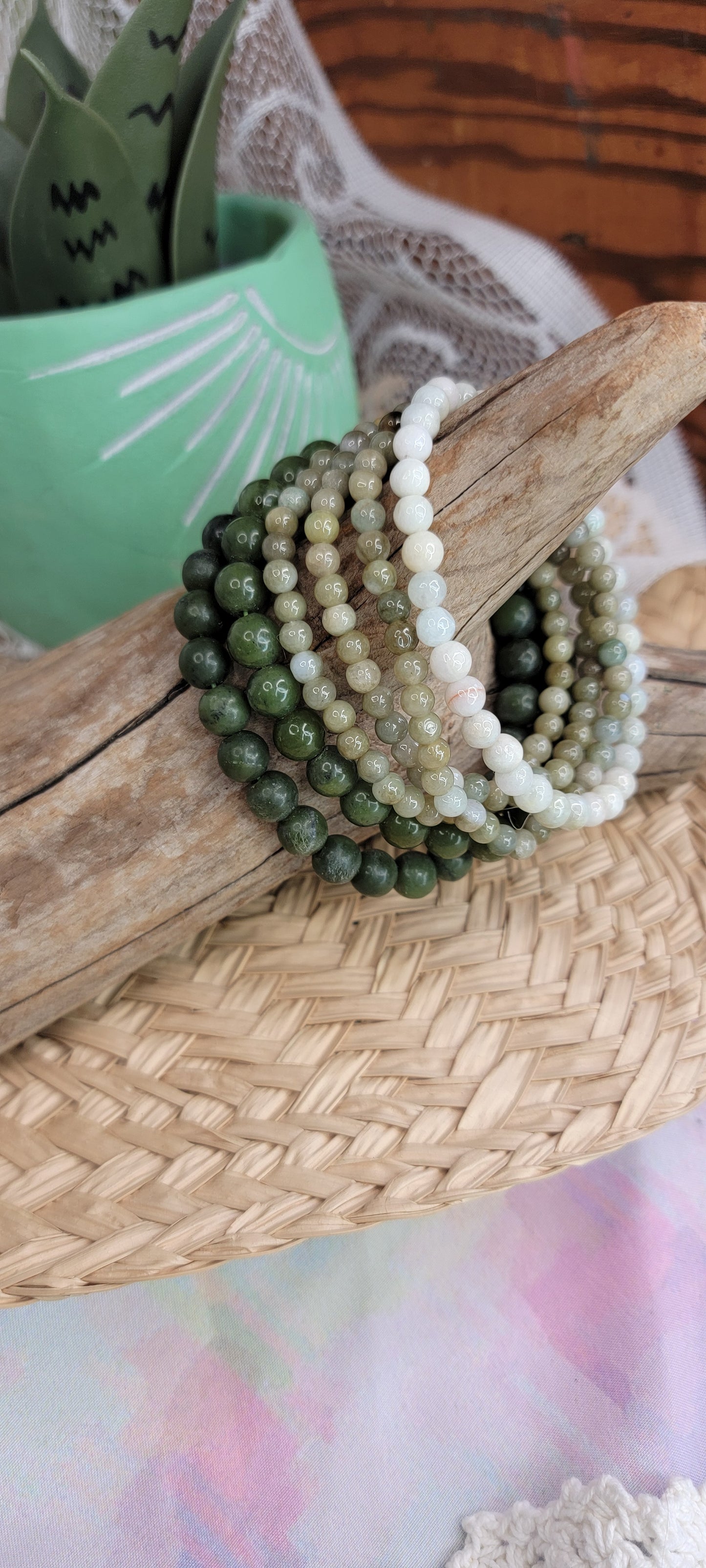 Jade Stretch Bracelet 8mm/6mm