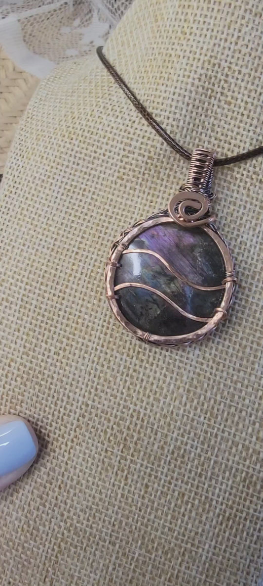 Aquarius Season Copper Wrapped Labradorite Pendant