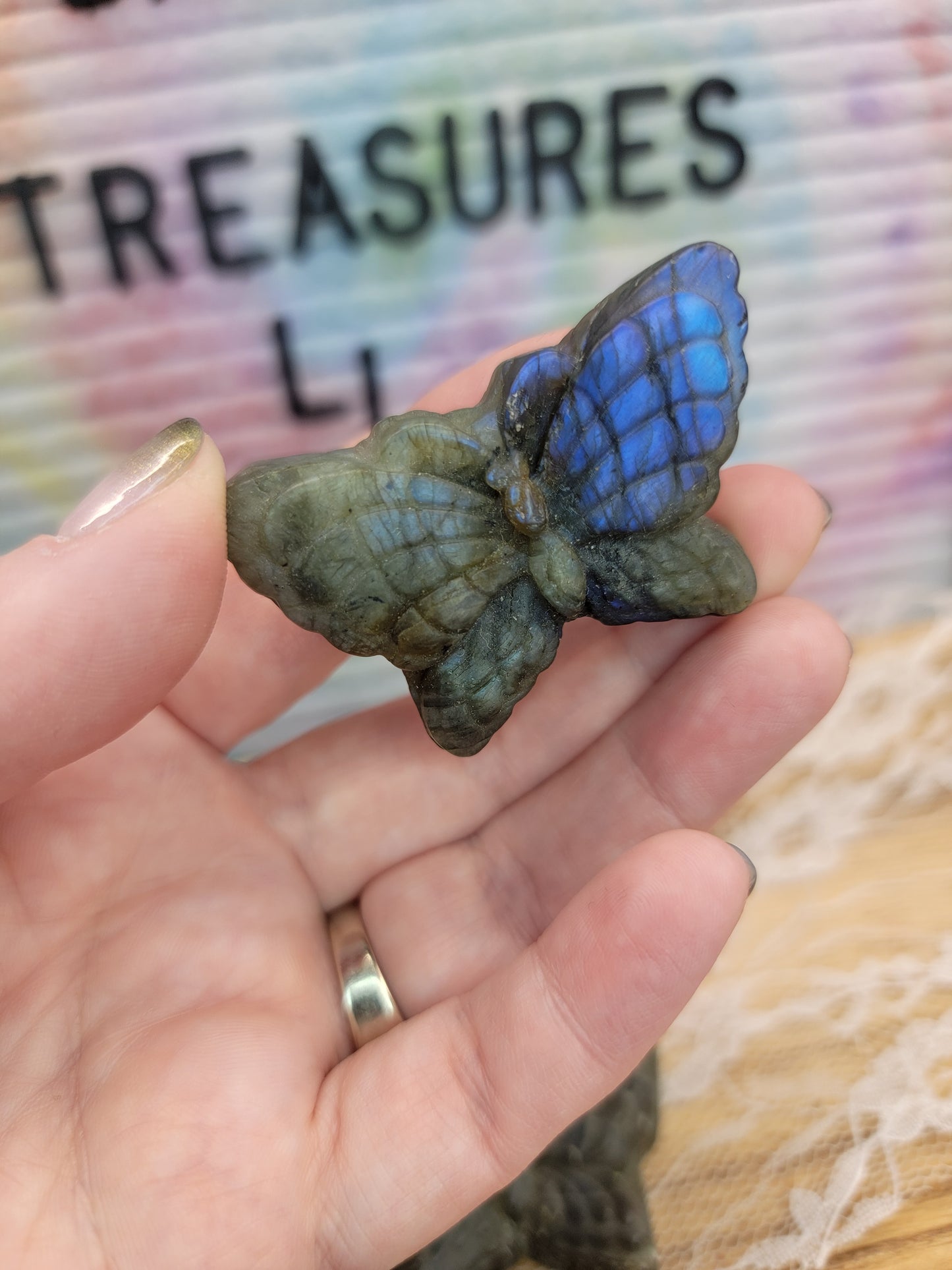 Labradorite Butterfly Carving