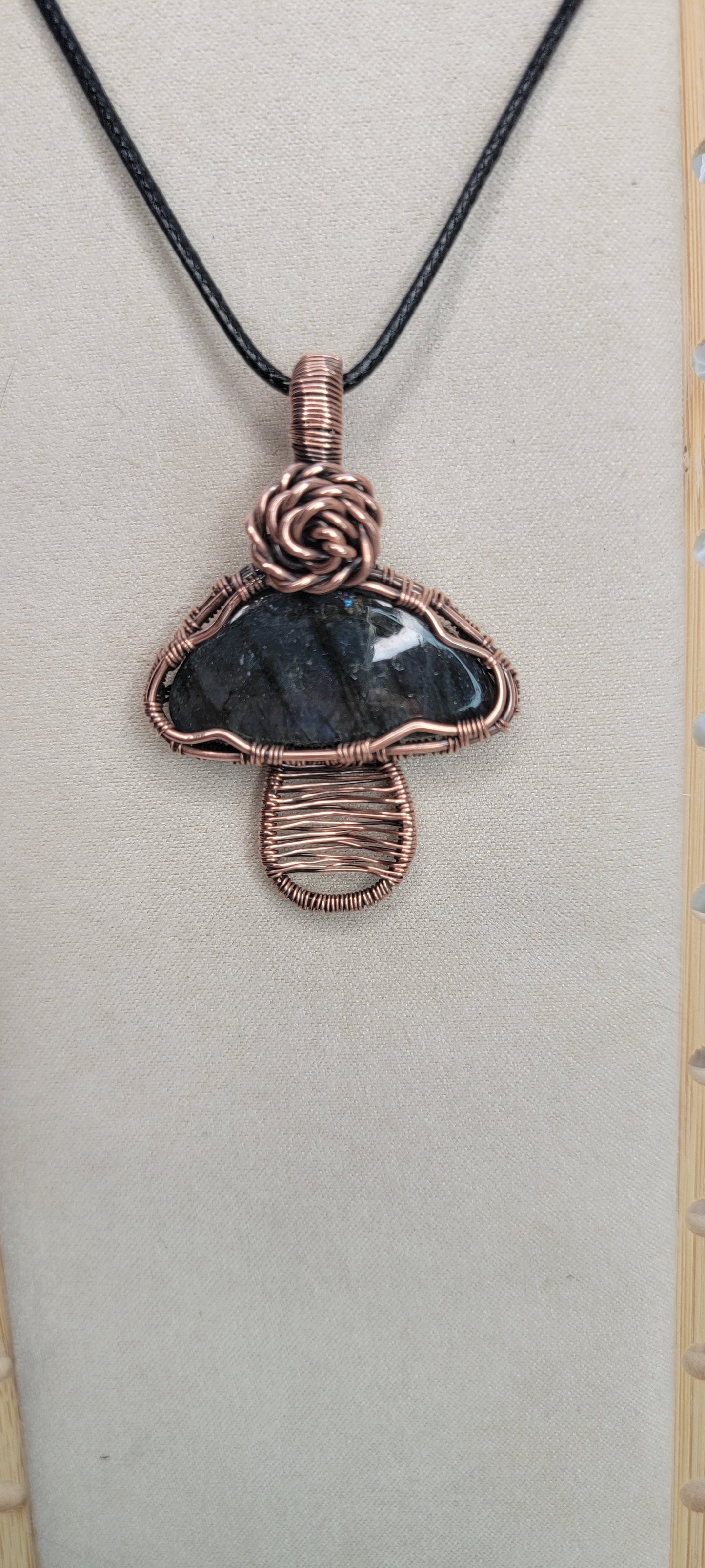 Labradorite mushroom wrapped in Copper