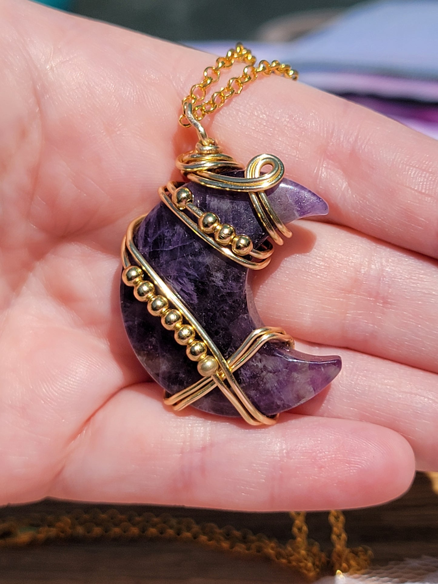 Amethyst Cresent pendant