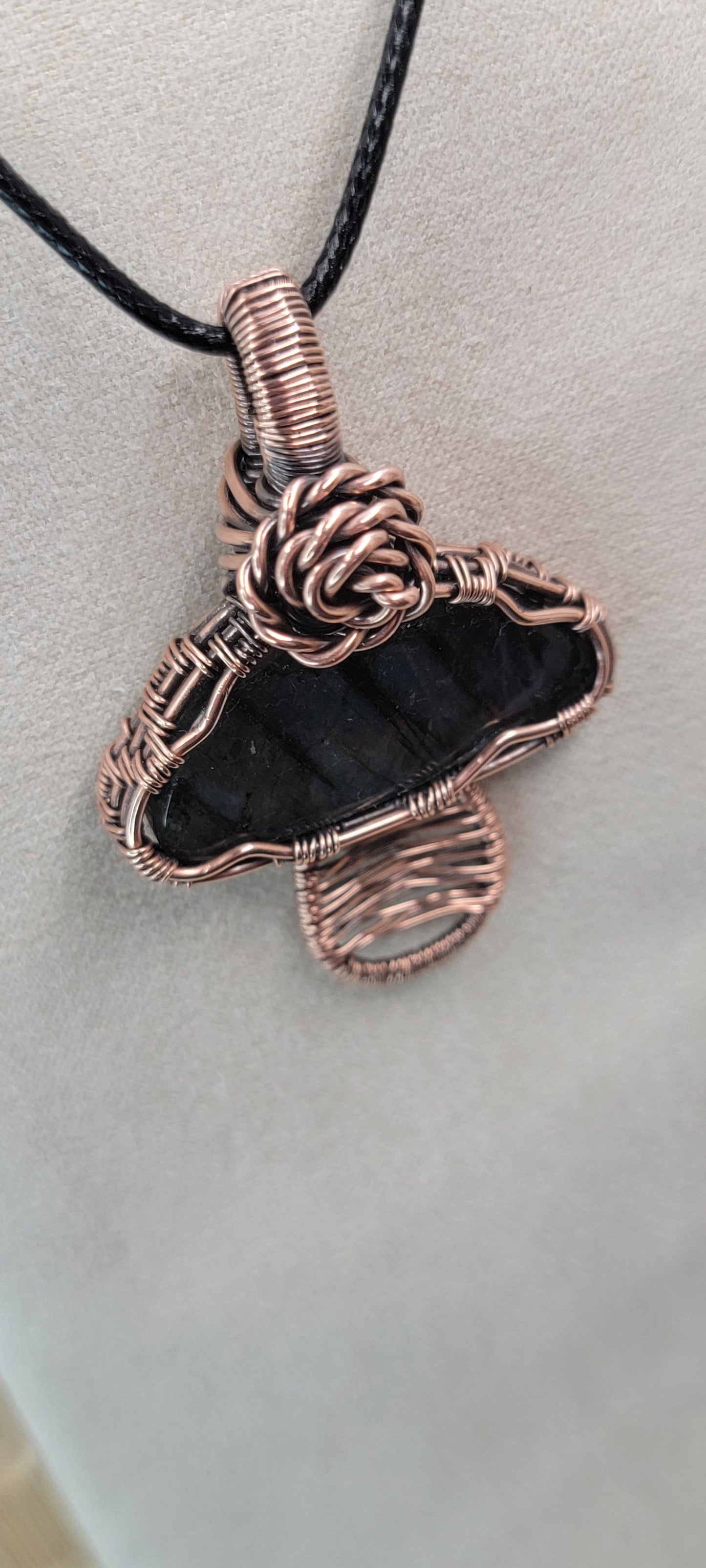Labradorite mushroom wrapped in Copper