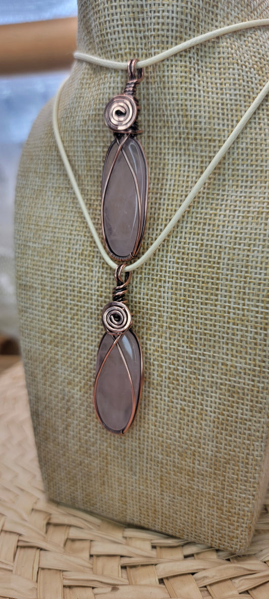 Rose Quartz Wrapped in Copper