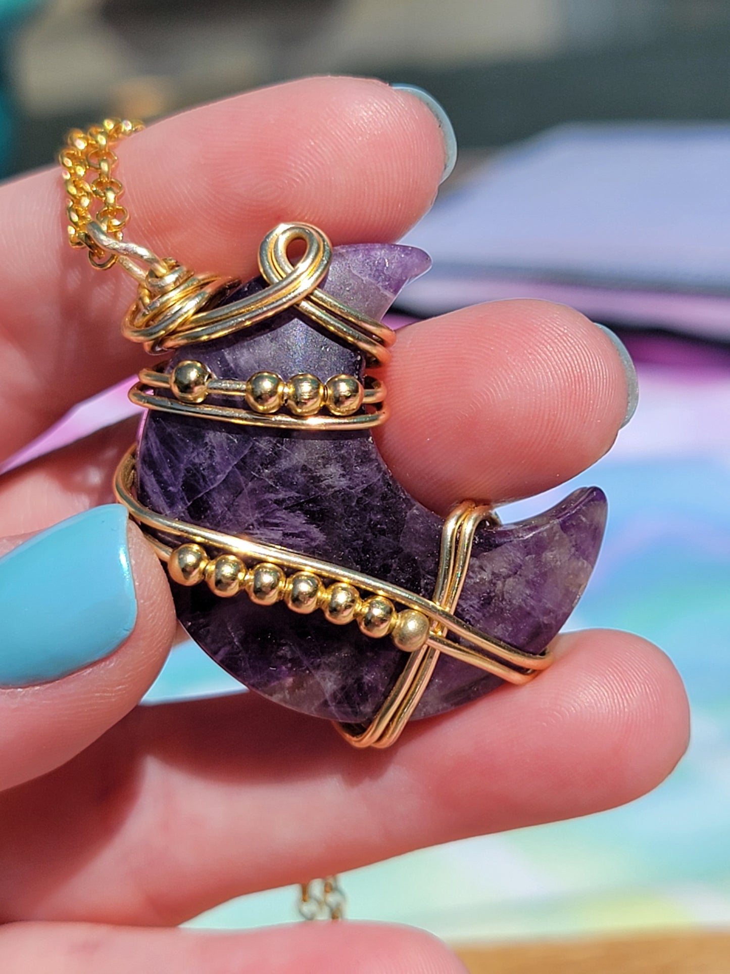 Amethyst Cresent pendant