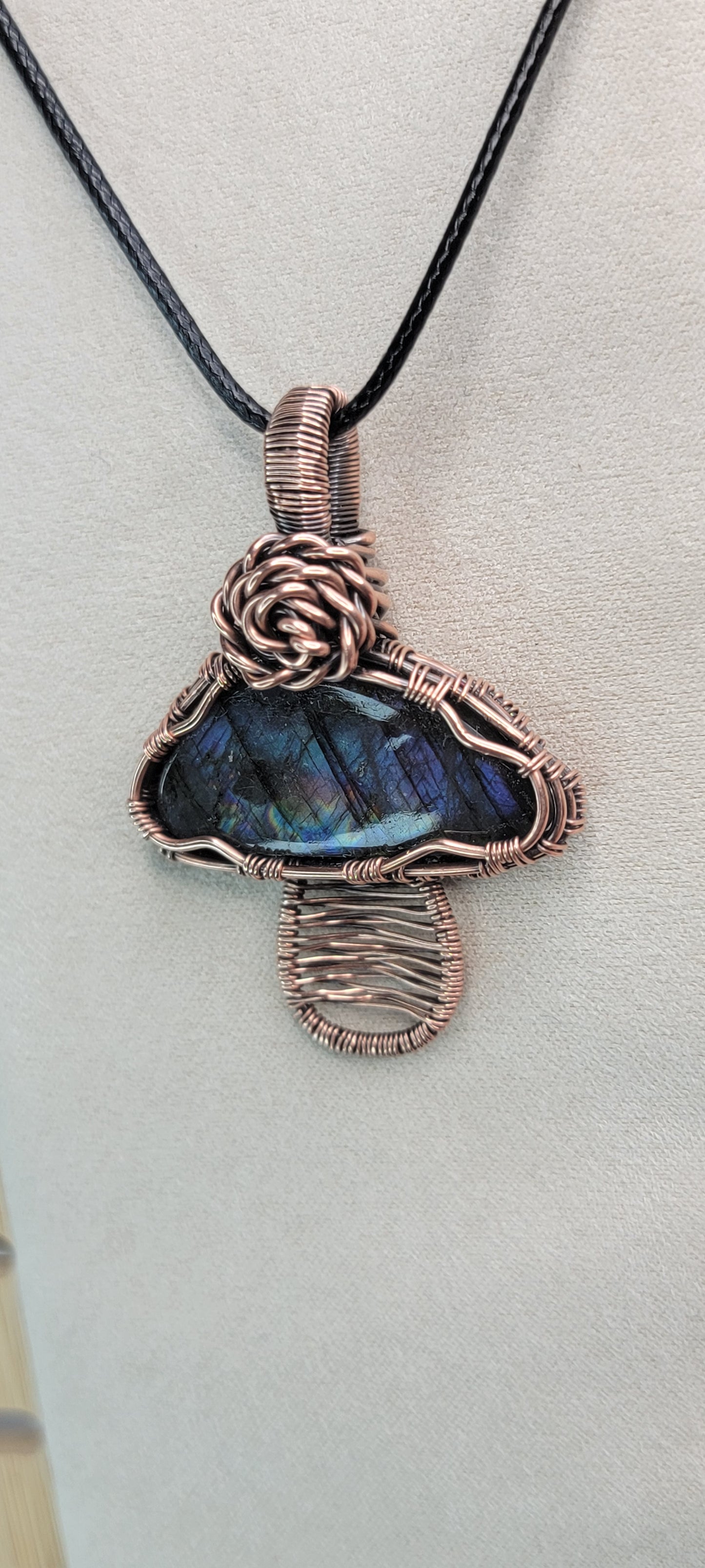 Labradorite mushroom wrapped in Copper