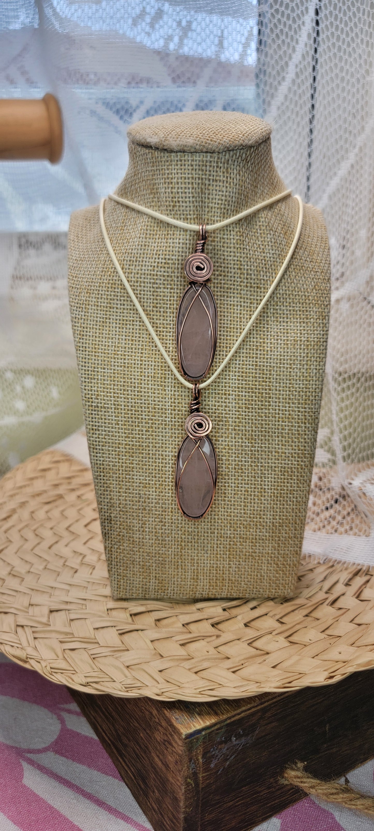 Rose Quartz Wrapped in Copper