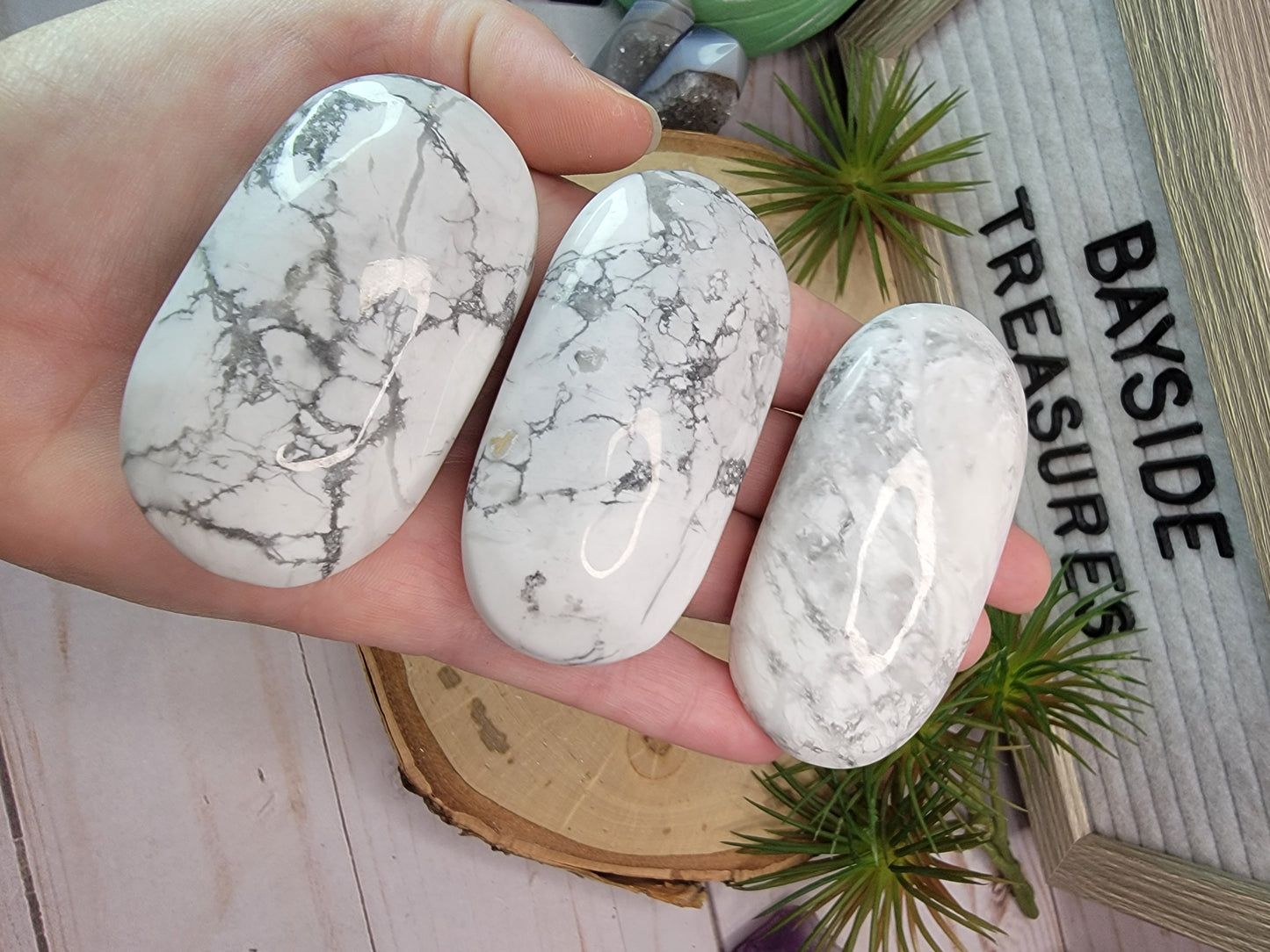 Howlite Palm Stones Bayside Treasures