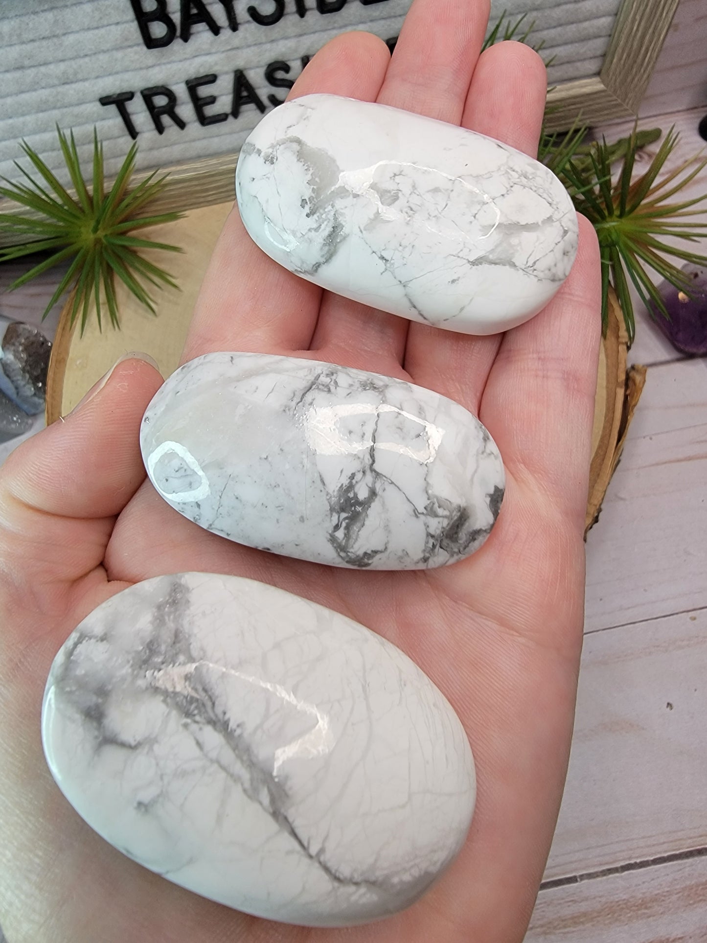 Howlite Palm Stones Bayside Treasures