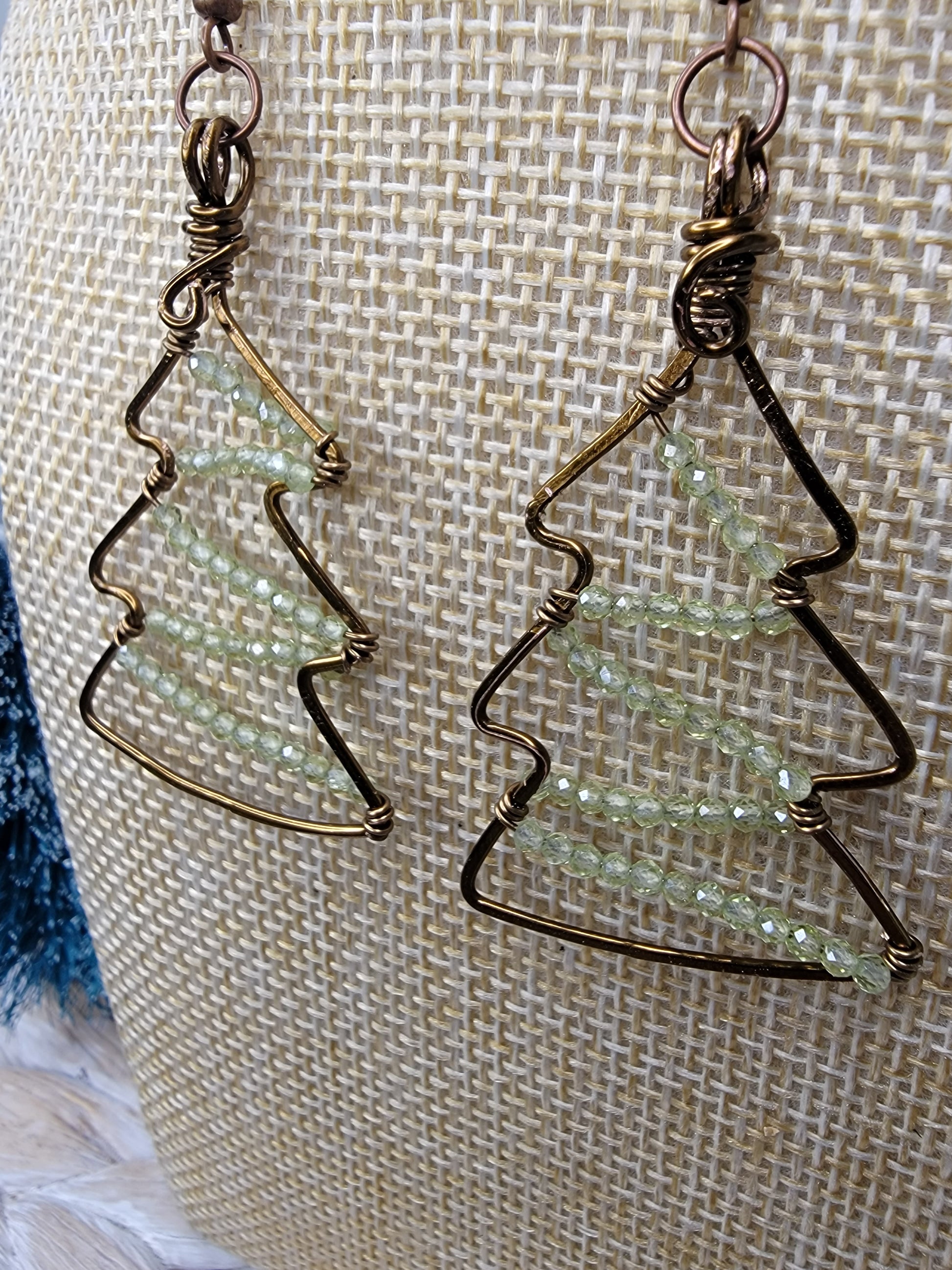 Whimsical Wire Wrapped Christmas Tree Earrings Bayside Treasures