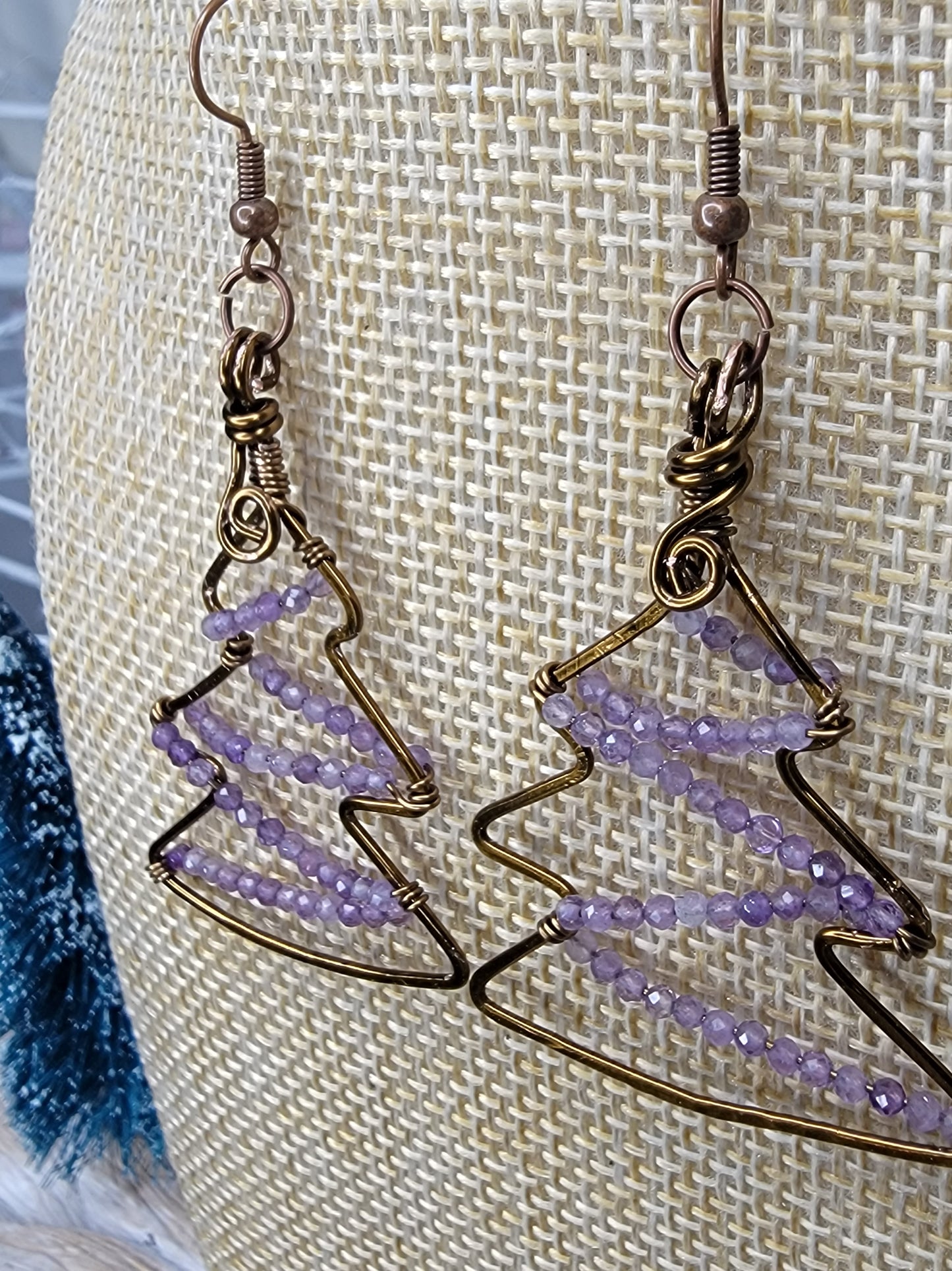 Whimsical Wire Wrapped Christmas Tree Earrings Bayside Treasures