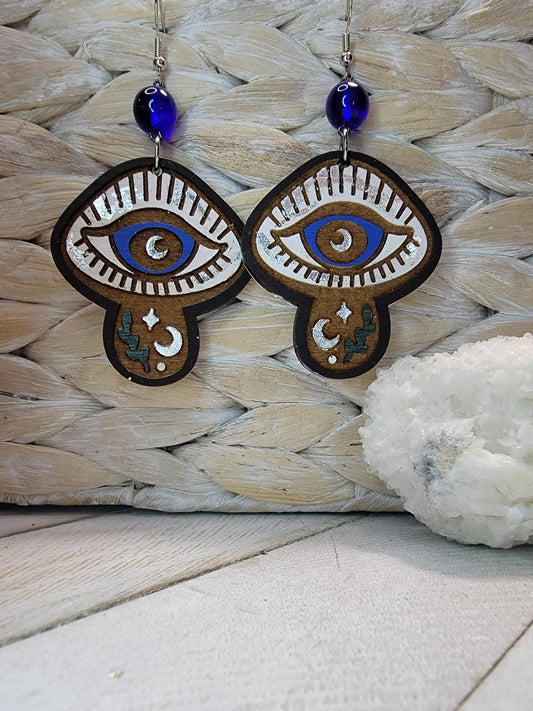 Mystical Evil Eye Mushroom Dangles Bayside Treasures