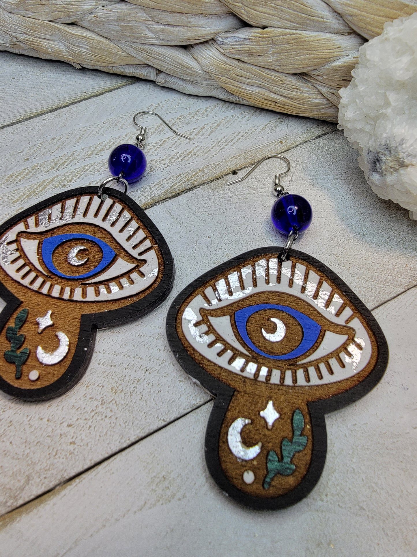 Mystical Evil Eye Mushroom Dangles Bayside Treasures