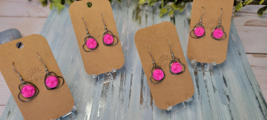 Hot Pink Faux Druzy Heart Dangles Bayside Treasures