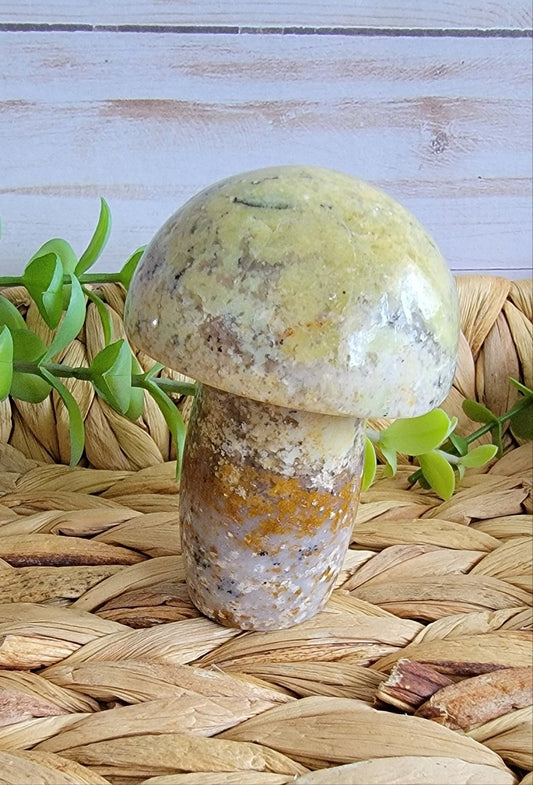 Olive Opal mushroom carVing Bayside Treasures