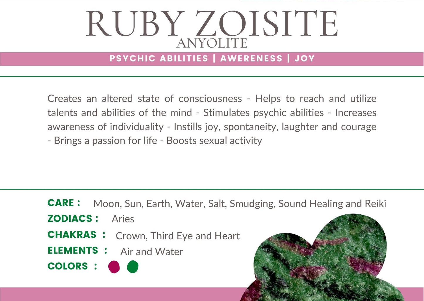 Ruby Zoisite Bayside Treasures